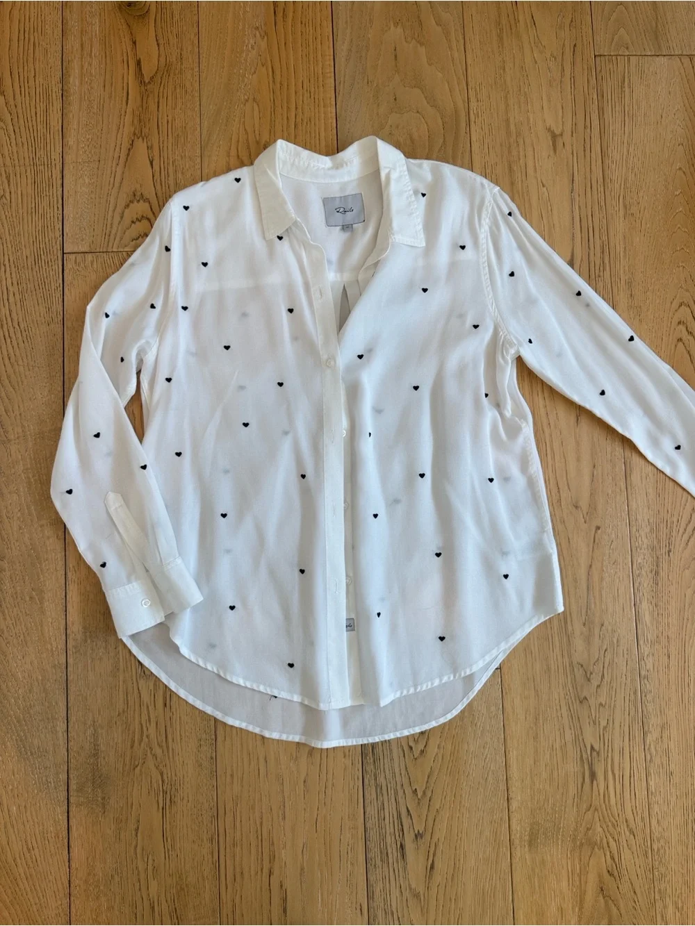 Rails White Button-Down Shirt with Black Heart Print - Picture 2 of 4